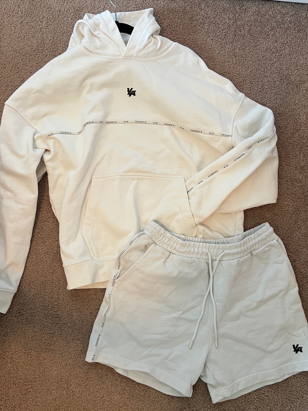 Young LA Cream Hoodie & Shorts Set